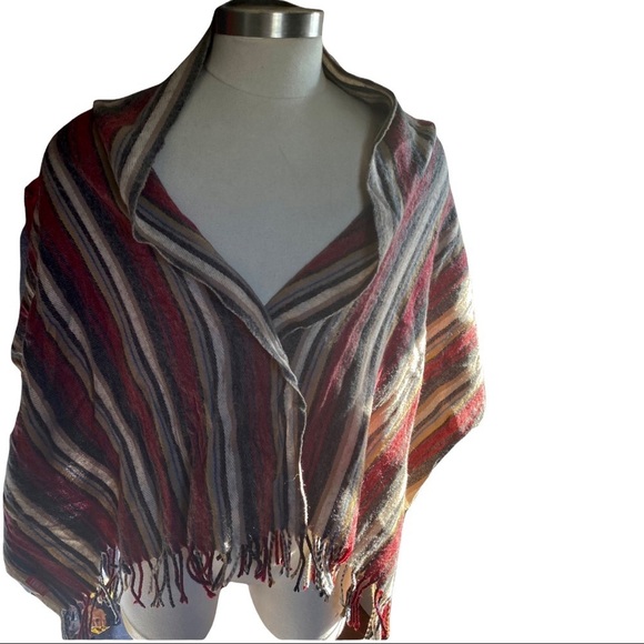 I Heart H81 Striped Color Block with Frilly Trim Blanket Scarf 60” Length by 23” - Picture 2 of 4